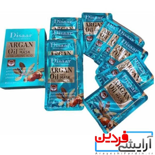 e7aa7e3edaafdffa22195dd26b16ccbe ماسک ورقه ای روغن آرگان هیالورونیک اسیدDisaar (پک 10 تایی) - Image 1