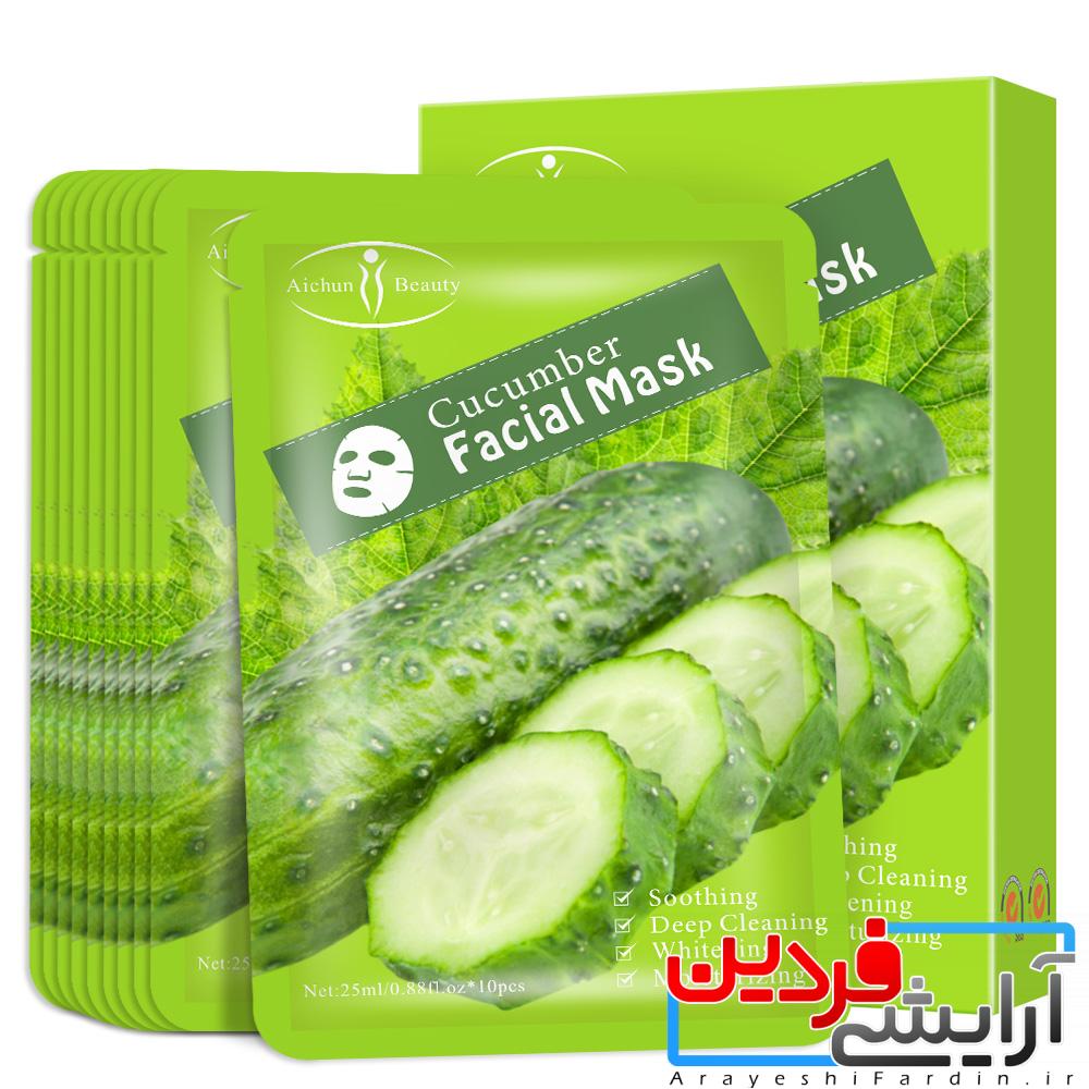 Hb45edfb70394473f99b2e5c83bea72f2f ماسک ورقه ای حاوی عصاره خیارآیچون بیوتی پک 10 تایی - Image 1