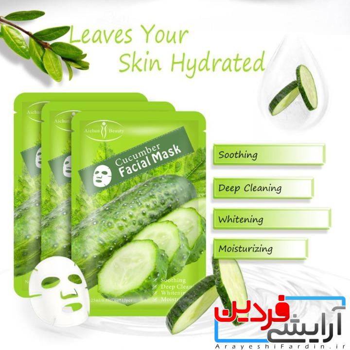 cucumber-mask ماسک ورقه ای حاوی عصاره خیارآیچون بیوتی پک 10 تایی - Image 3