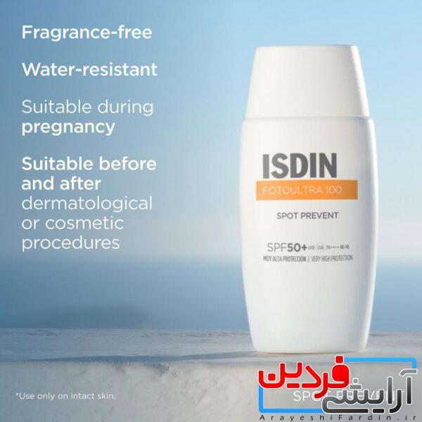 ضد آفتاب بی رنگ اسپات پریونت ایزدین ISDIN Fotoultra 100 Spot Prevent - Image 2