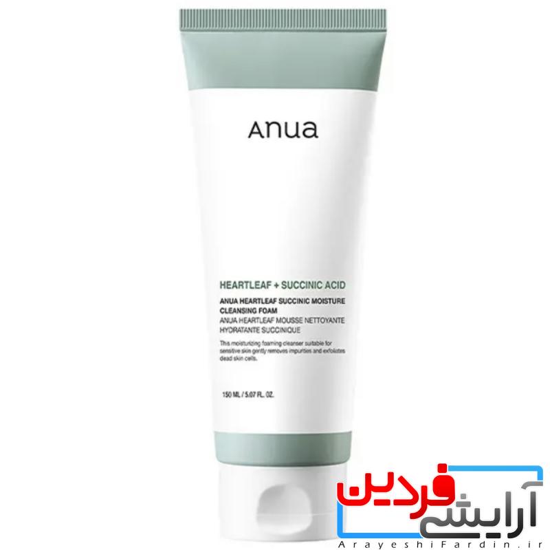 IMG_5359 فوم پاک کننده سوکسینیک اسید آنوا ANUA Heartleaf Succinic Moisture - Image 1